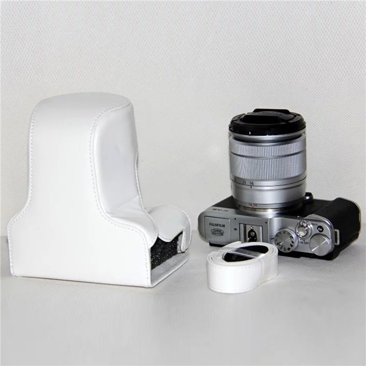 Protective Leather Camera Cover Case with Shoulder Strap for Fujifilm XM1/XA2/XA1 - White-1