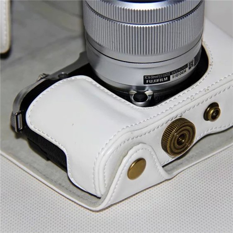 Protective Leather Camera Cover Case with Shoulder Strap for Fujifilm XM1/XA2/XA1 - White-2