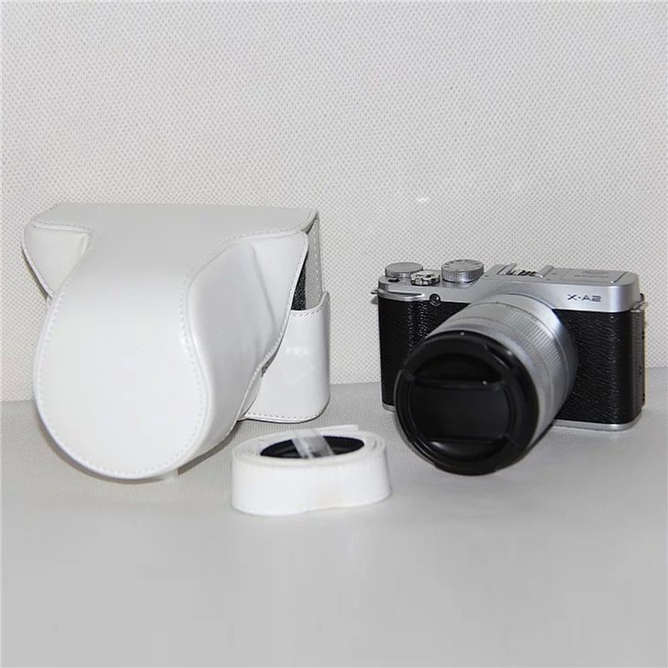 Protective Leather Camera Cover Case with Shoulder Strap for Fujifilm XM1/XA2/XA1 - White-3