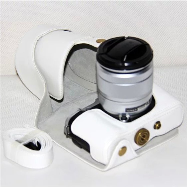 Protective Leather Camera Cover Case with Shoulder Strap for Fujifilm XM1/XA2/XA1 - White-4
