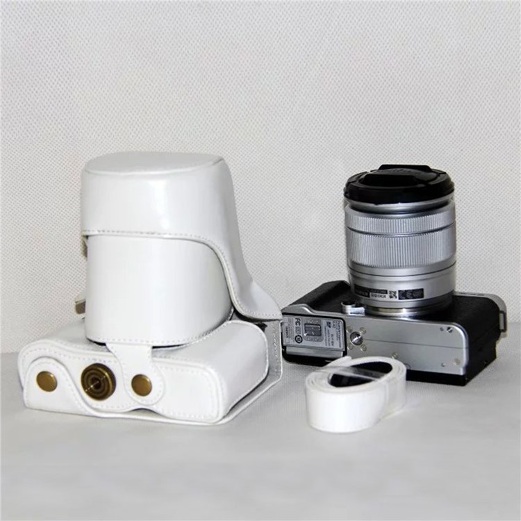 Protective Leather Camera Cover Case with Shoulder Strap for Fujifilm XM1/XA2/XA1 - White-5