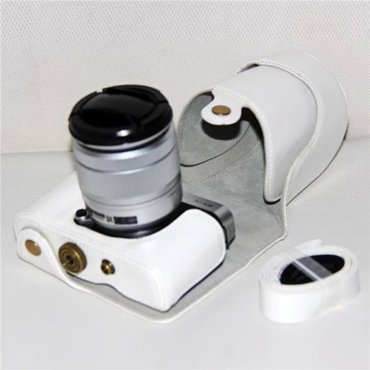 Protective Leather Camera Cover Case with Shoulder Strap for Fujifilm XM1/XA2/XA1 - White-6