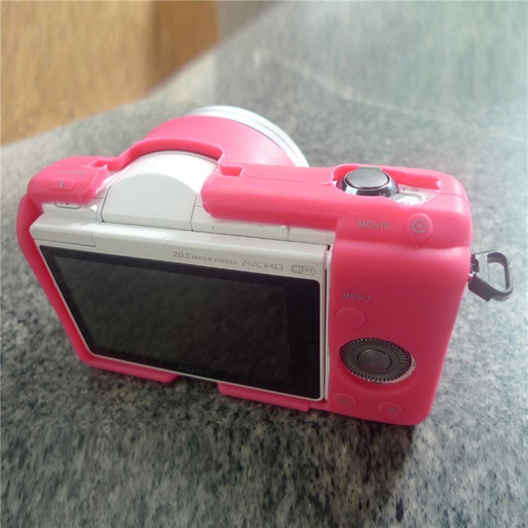 Flexible Silicone Protective Camera Case for Sony A5100 ILCE-5000 - Rose-1
