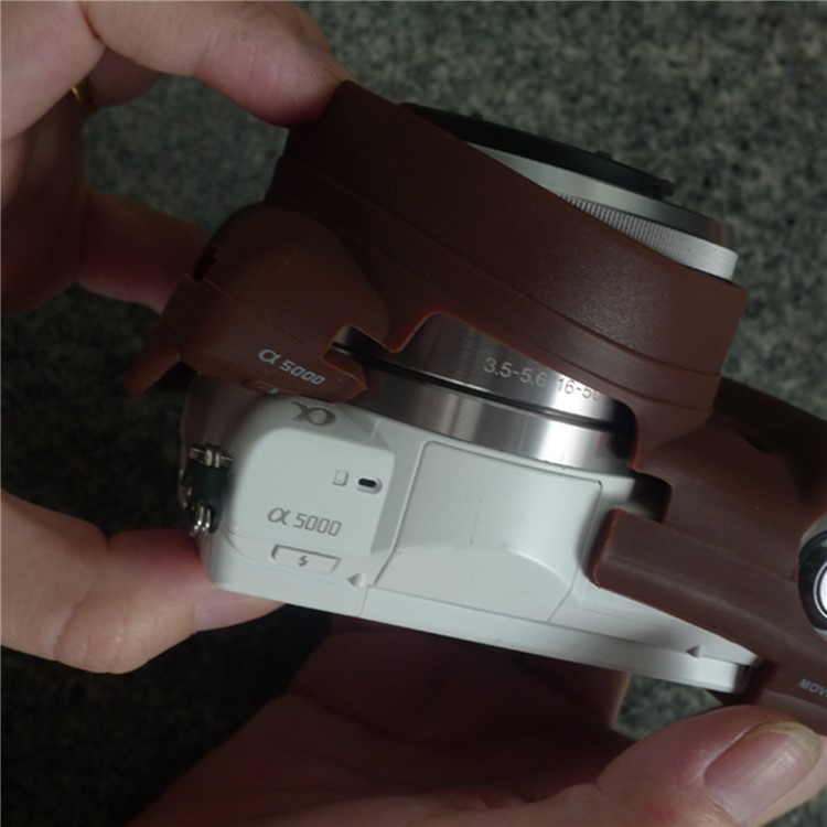 Soft Silicone Cover Protective Camera Shell for Sony A5100 ILCE-5000 - Coffee-2
