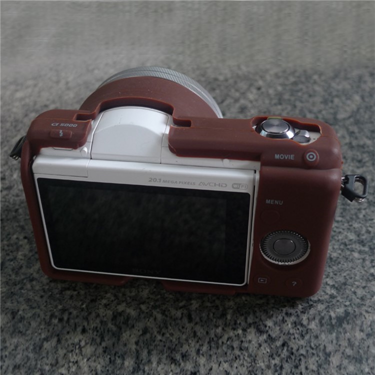 Soft Silicone Cover Protective Camera Shell for Sony A5100 ILCE-5000 - Coffee-5