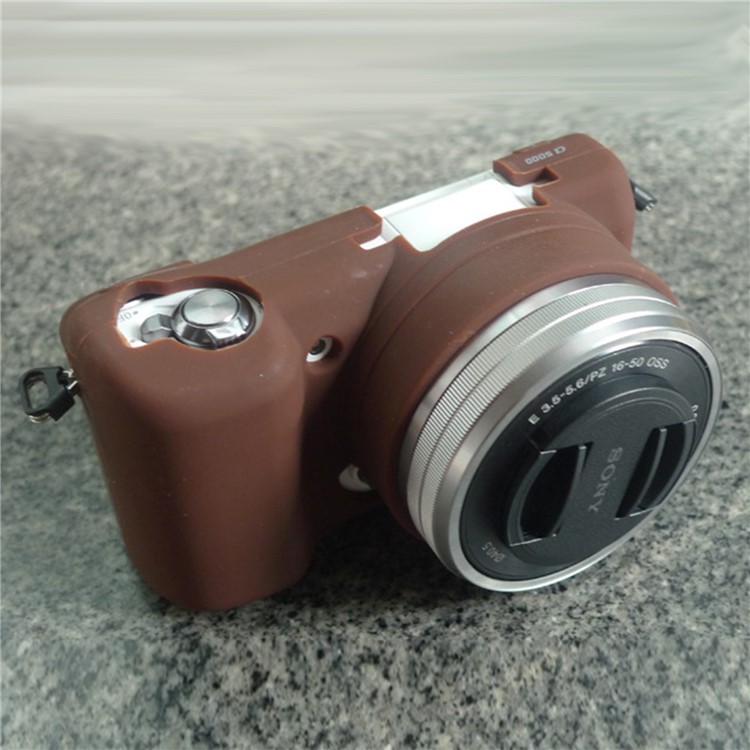 Soft Silicone Cover Protective Camera Shell for Sony A5100 ILCE-5000 - Coffee-6