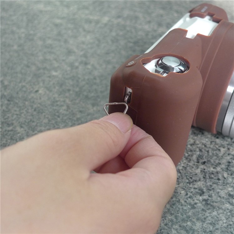 Soft Silicone Cover Protective Camera Shell for Sony A5100 ILCE-5000 - Coffee-7