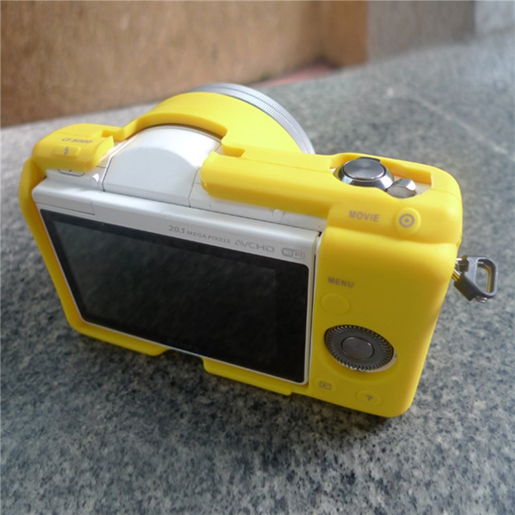 Soft Silicone Camera Protective Cover Case for Sony A5100 ILCE-5000 - Yellow-2
