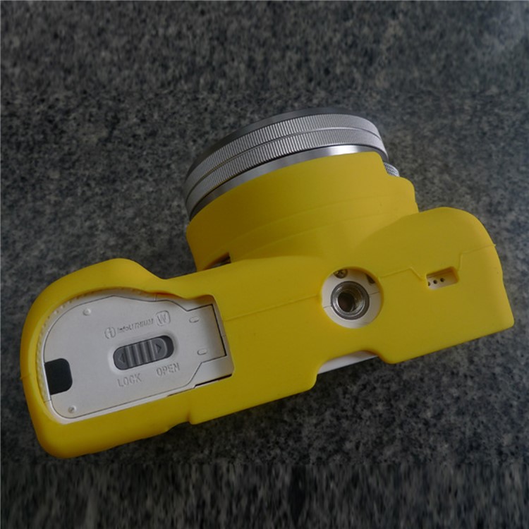 Soft Silicone Camera Protective Cover Case for Sony A5100 ILCE-5000 - Yellow-4