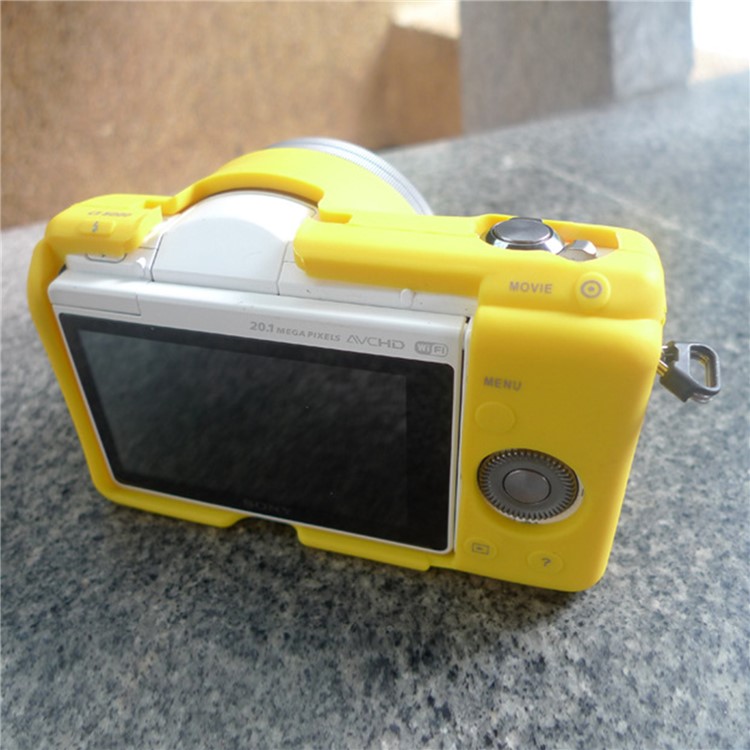 Soft Silicone Camera Protective Cover Case for Sony A5100 ILCE-5000 - Yellow-5