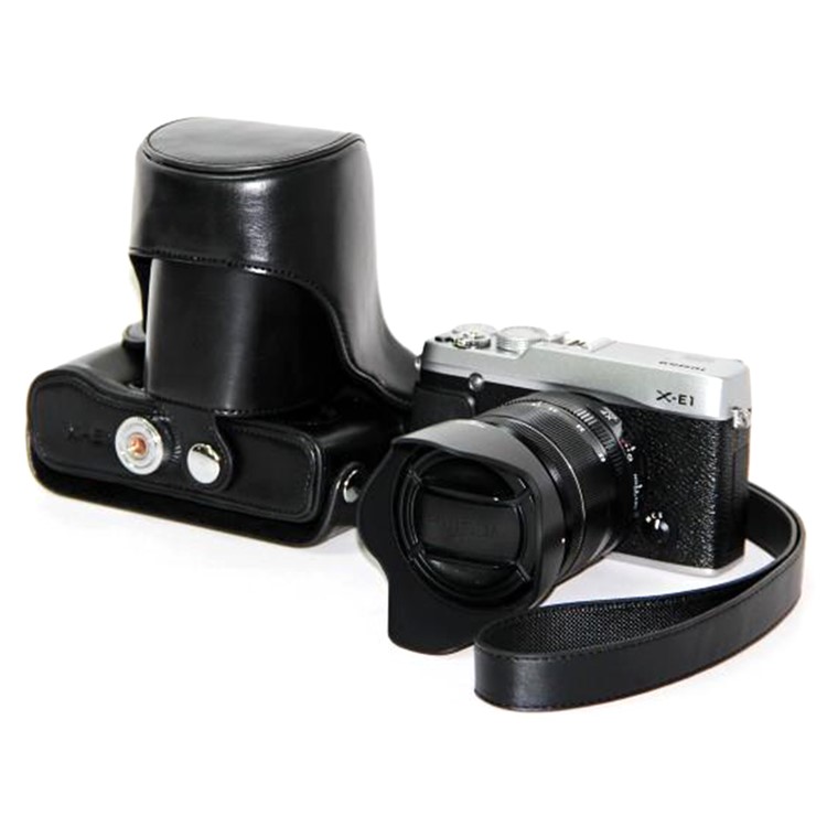 PU Leather Camera Protective Case with Shoulder Strap for Fujifilm X-E1/X-E2 - Black-3