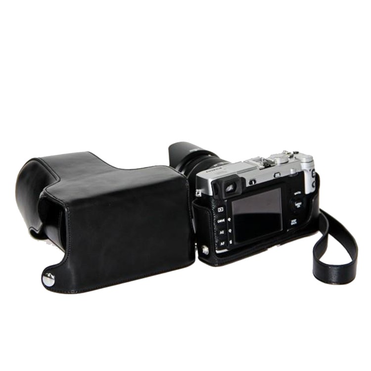 PU Leather Camera Protective Case with Shoulder Strap for Fujifilm X-E1/X-E2 - Black-4