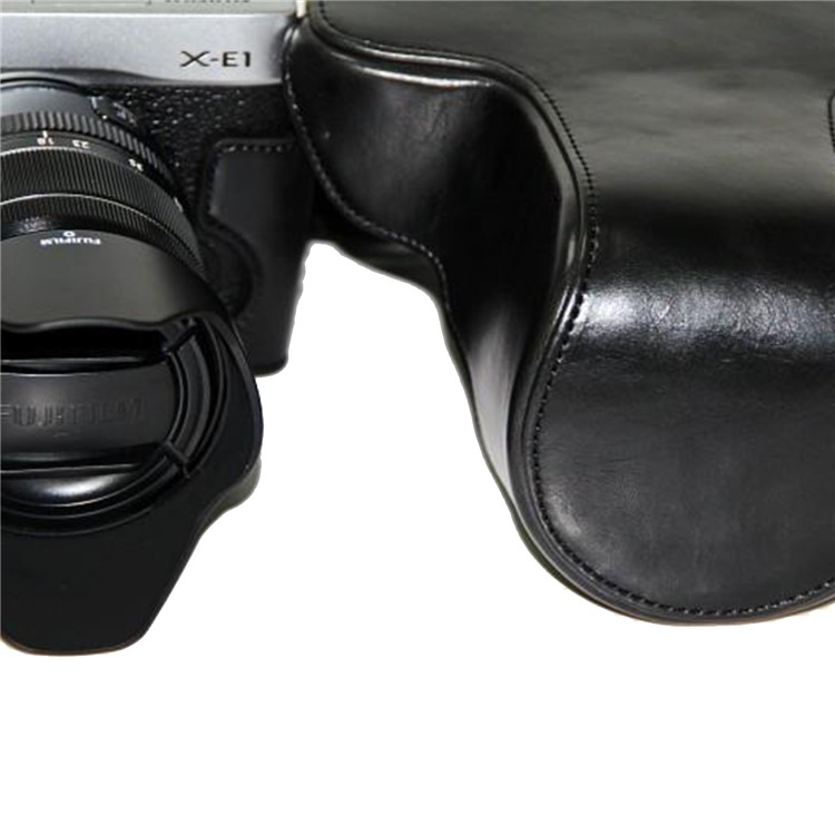 PU Leather Camera Protective Case with Shoulder Strap for Fujifilm X-E1/X-E2 - Black-6