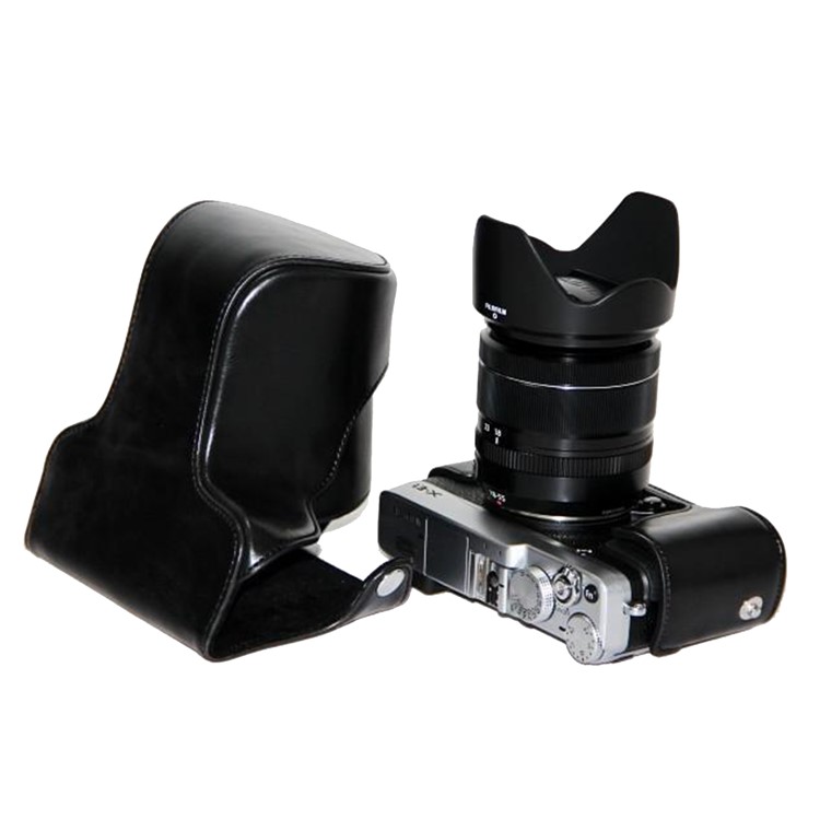 PU Leather Camera Protective Case with Shoulder Strap for Fujifilm X-E1/X-E2 - Black-8