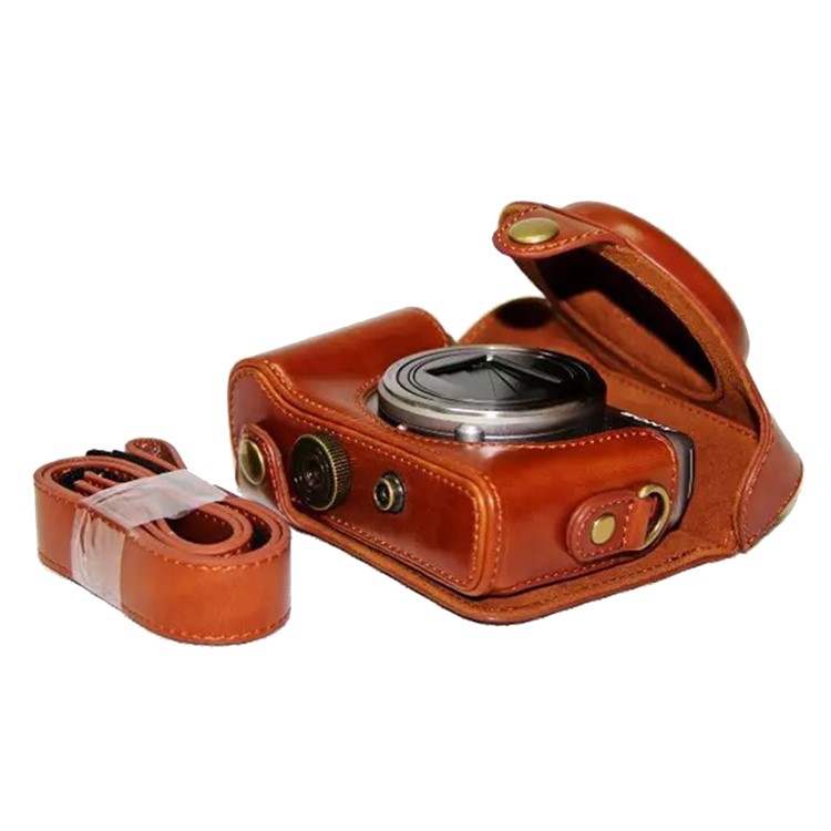 PU Leather Camera Protection Case Bag with Shoulder Strap for Sony HX60/HX50/HX30 - Brown-1