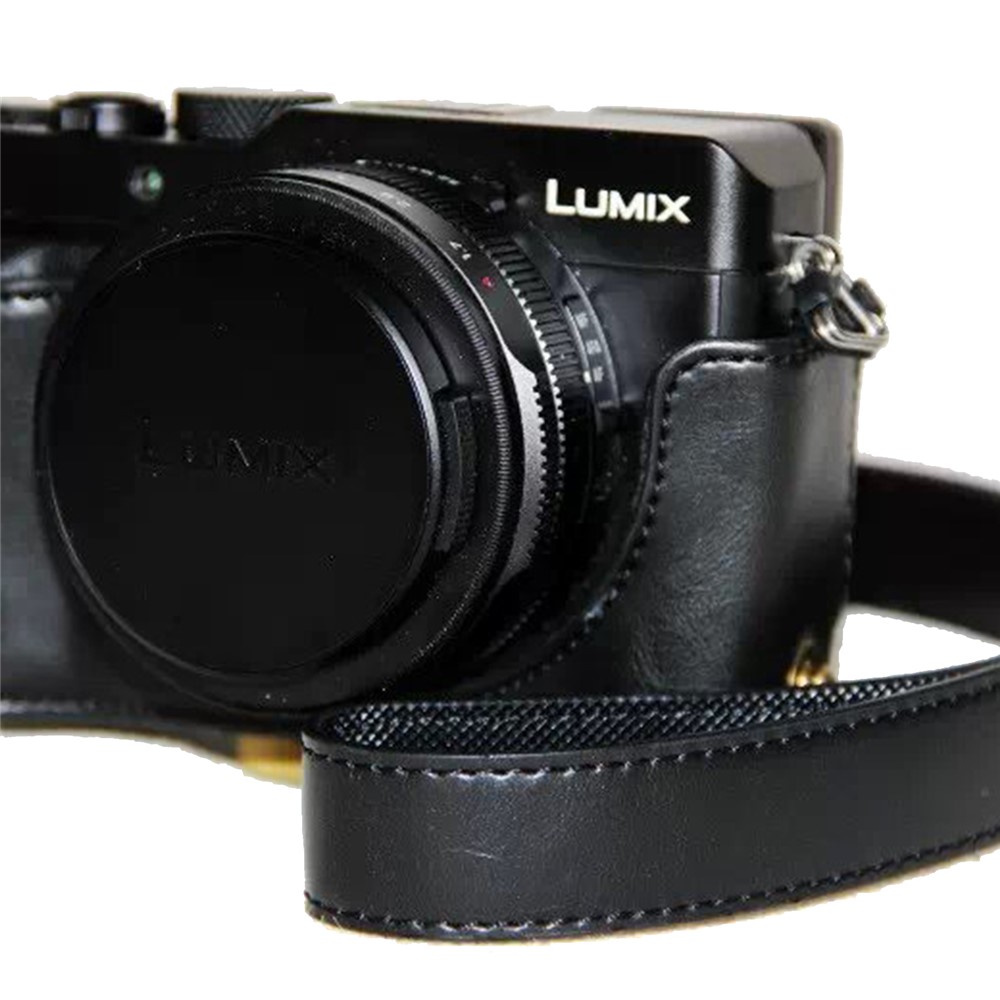 Protective Leather Camera Case Bag with Strap for Panasonic LX100 - Black-2