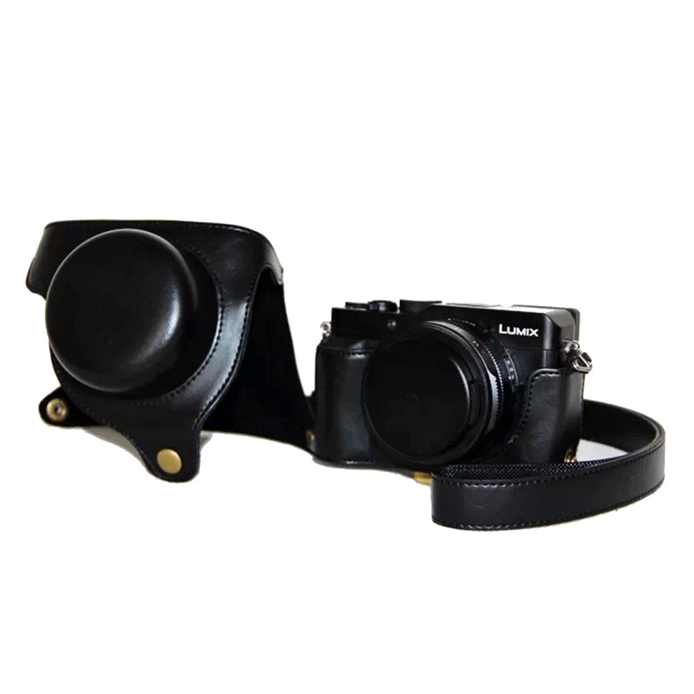 Protective Leather Camera Case Bag with Strap for Panasonic LX100 - Black-4