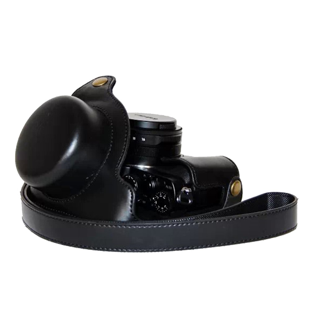 Protective Leather Camera Case Bag with Strap for Panasonic LX100 - Black-6