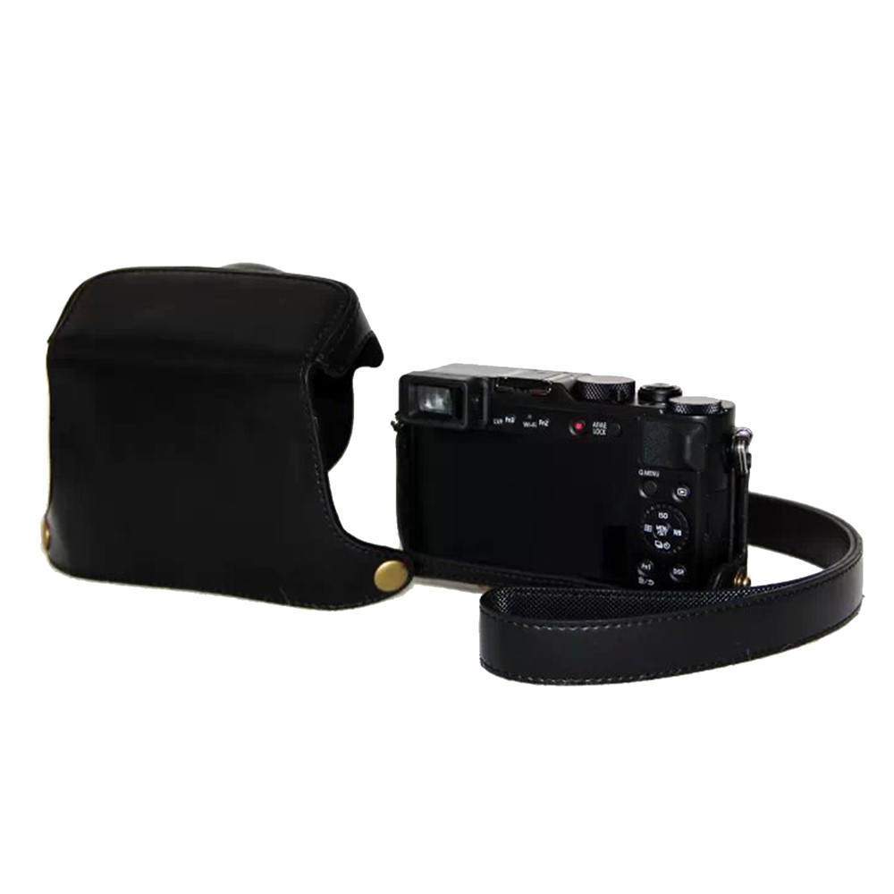 Protective Leather Camera Case Bag with Strap for Panasonic LX100 - Black-9