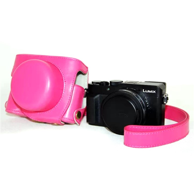 PU Camina de Cuero Bag Capacal Para la Caja de Protección Para Panasonic LX100 - Rosa-2