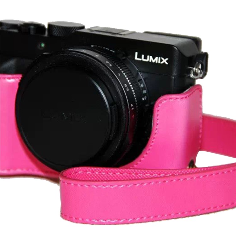 PU Camina de Cuero Bag Capacal Para la Caja de Protección Para Panasonic LX100 - Rosa-5