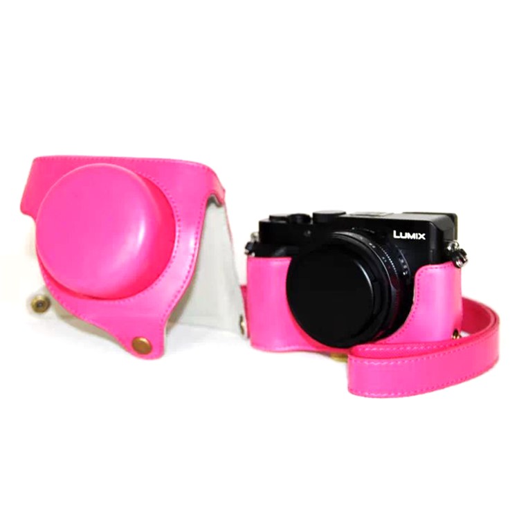 PU Camina de Cuero Bag Capacal Para la Caja de Protección Para Panasonic LX100 - Rosa-7