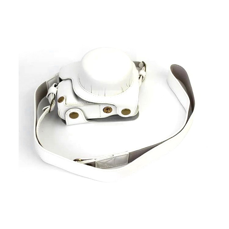 PU Leather Camera Protective Cover + Strap for Panasonic DMC-GF8/GF7 - White-1