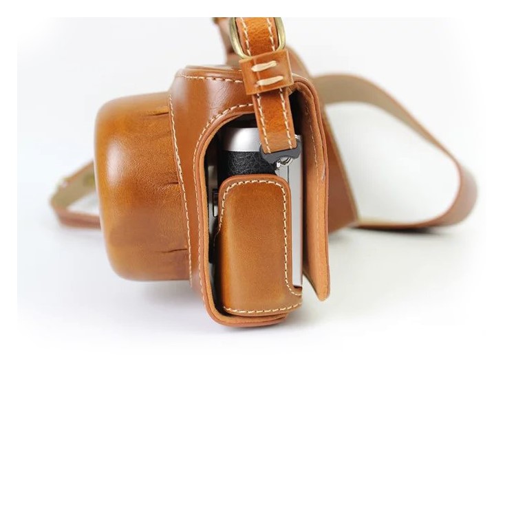 PU Leather Camera Protective Bag + Strap for Panasonic DMC-GF8/GF7 - Brown-5