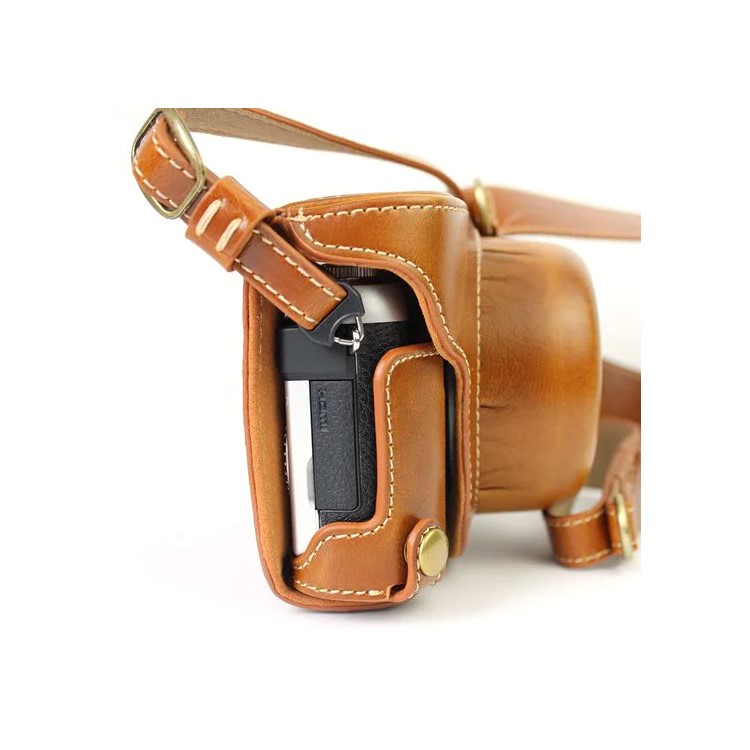 PU Leather Camera Protective Bag + Strap for Panasonic DMC-GF8/GF7 - Brown-6