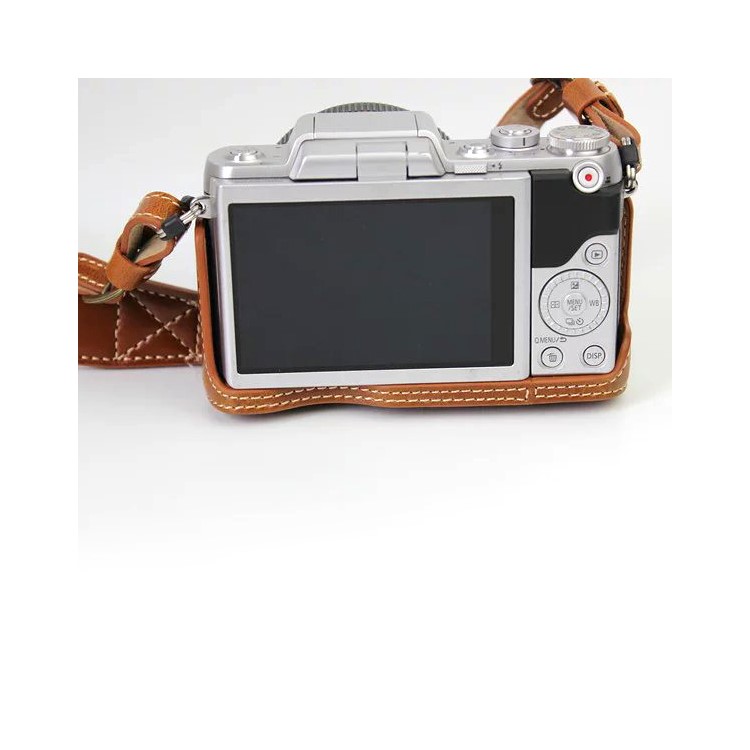 PU Leather Camera Protective Bag + Strap for Panasonic DMC-GF8/GF7 - Brown-9
