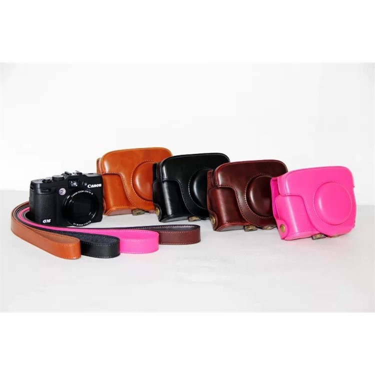 PU Leather Camera Protective Case Bag with Shoulder Strap for Canon PowerShot G15/G16 - Black-11