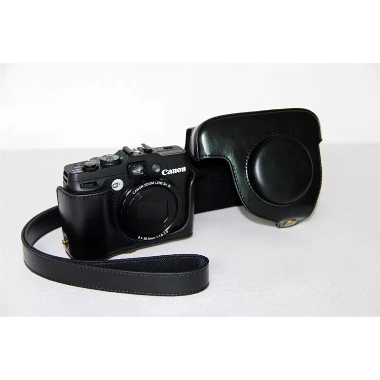 PU Leather Camera Protective Case Bag with Shoulder Strap for Canon PowerShot G15/G16 - Black-4