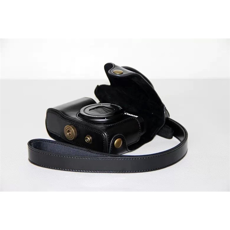 PU Leather Camera Protective Case Bag with Shoulder Strap for Canon PowerShot G15/G16 - Black-6