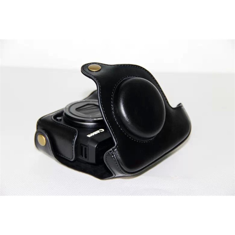 PU Leather Camera Protective Case Bag with Shoulder Strap for Canon PowerShot G15/G16 - Black-7