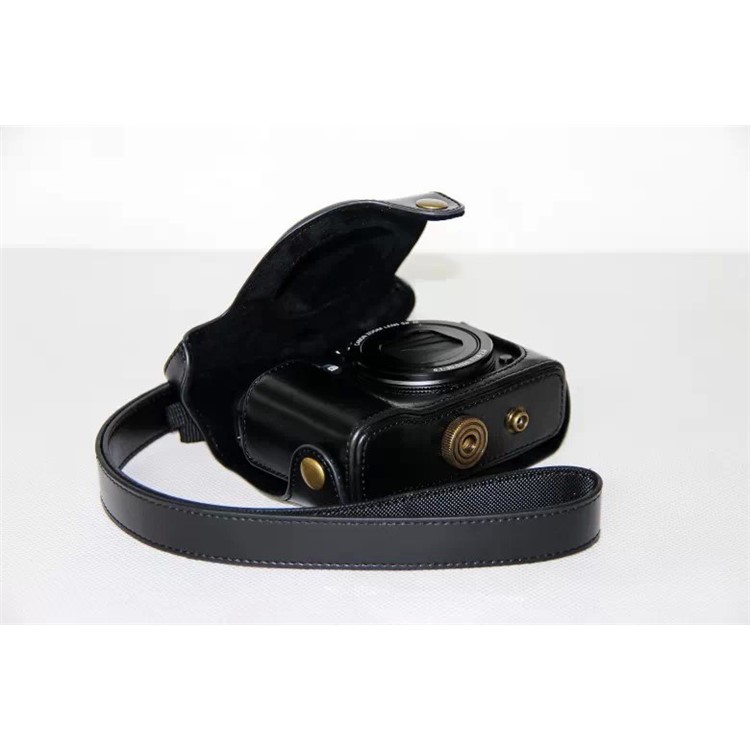 PU Leather Camera Protective Case Bag with Shoulder Strap for Canon PowerShot G15/G16 - Black-8