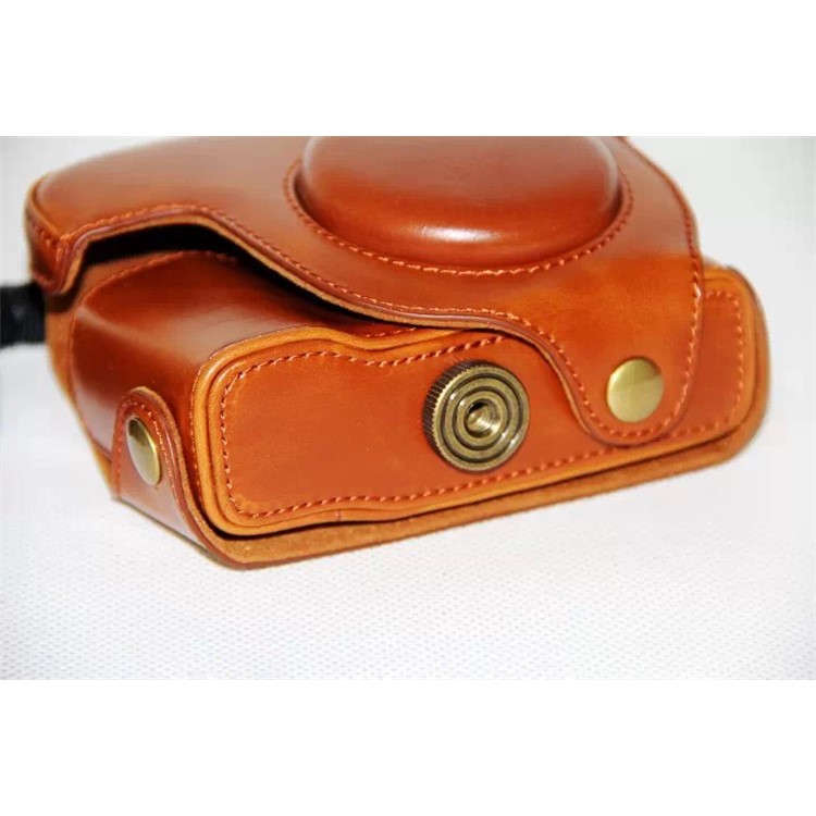 PU Leather Camera Protective Bag + Strap for Canon PowerShot G15/G16 - Brown-10