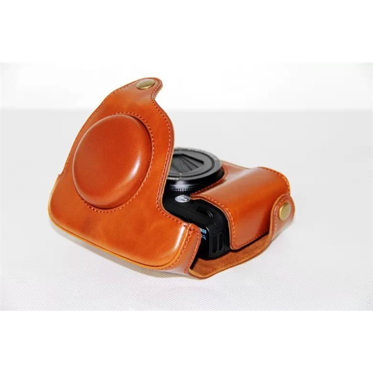 PU Leather Camera Protective Bag + Strap for Canon PowerShot G15/G16 - Brown-3