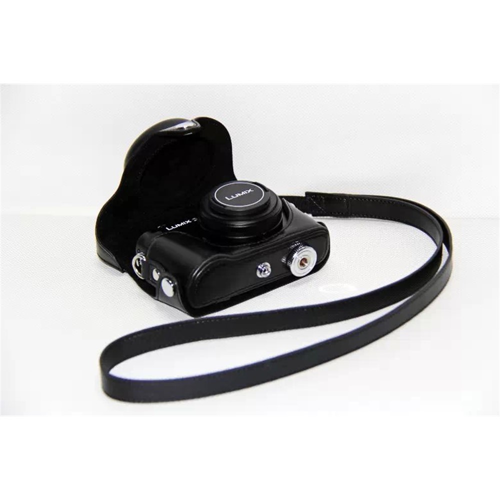 Protective Leather Camera Case with Shoulder Strap for Panasonic LX7 / LX5 / LX3 - Black-2