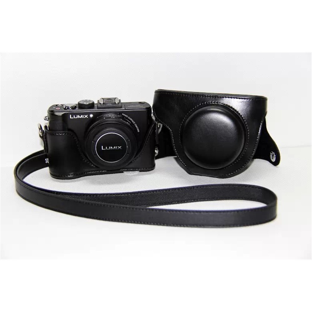 Protective Leather Camera Case with Shoulder Strap for Panasonic LX7 / LX5 / LX3 - Black-4