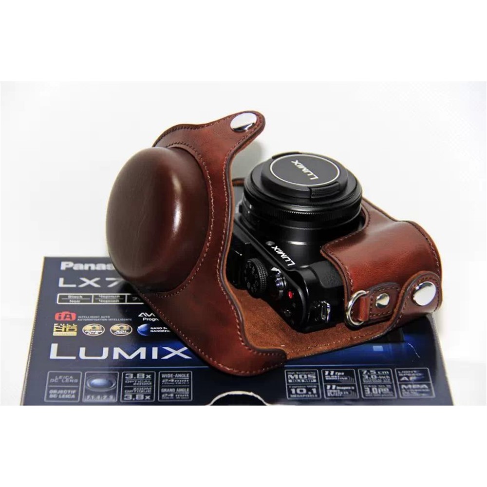 Protective PU Leather Camera Case with Shoulder Strap for Panasonic LX7 / LX5 / LX3 - Coffee-10