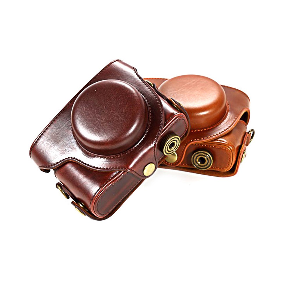 Protective PU Leather Camera Case with Shoulder Strap for Panasonic LX7 / LX5 / LX3 - Coffee-12