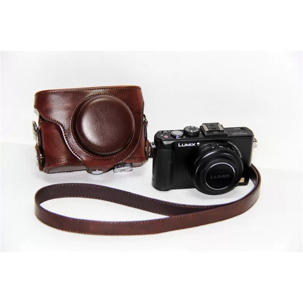 Protective PU Leather Camera Case with Shoulder Strap for Panasonic LX7 / LX5 / LX3 - Coffee-3