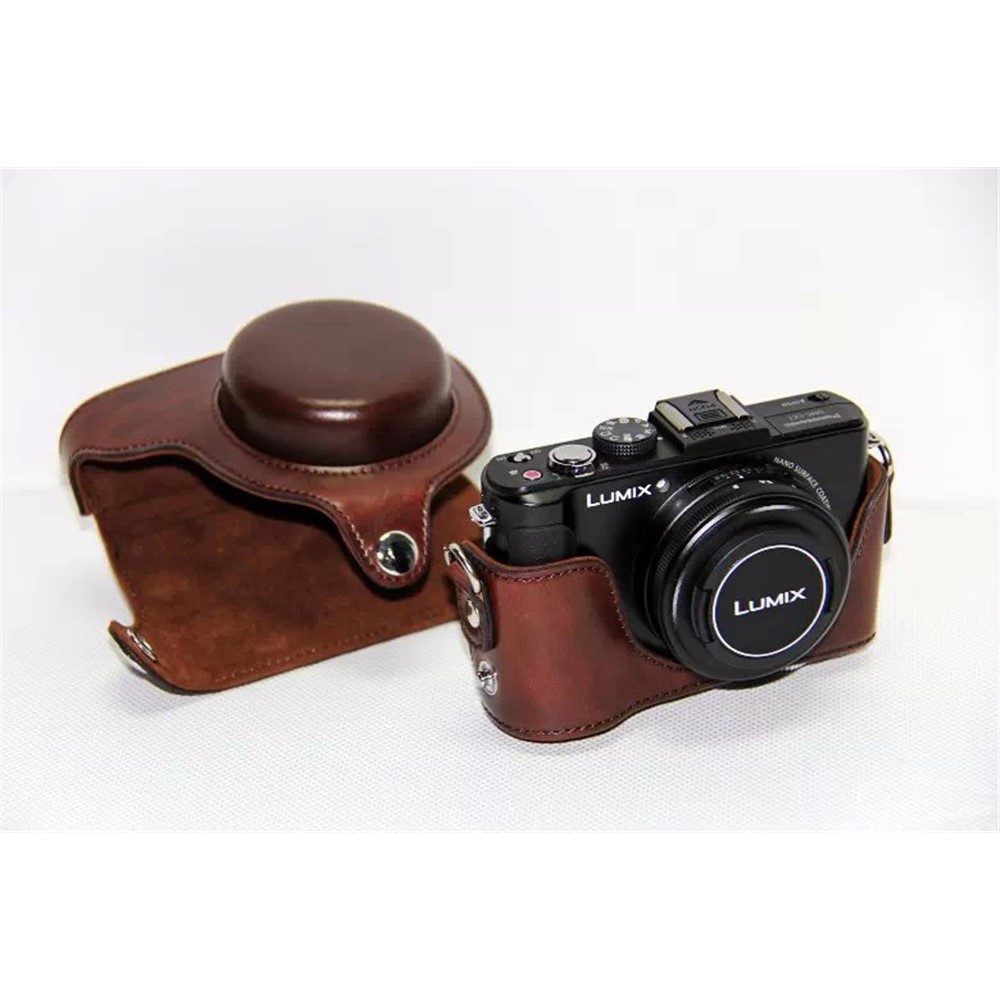 Protective PU Leather Camera Case with Shoulder Strap for Panasonic LX7 / LX5 / LX3 - Coffee-4