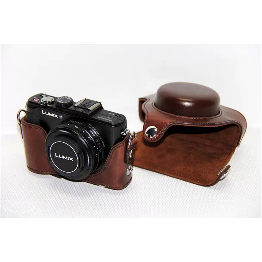 Protective PU Leather Camera Case with Shoulder Strap for Panasonic LX7 / LX5 / LX3 - Coffee-5