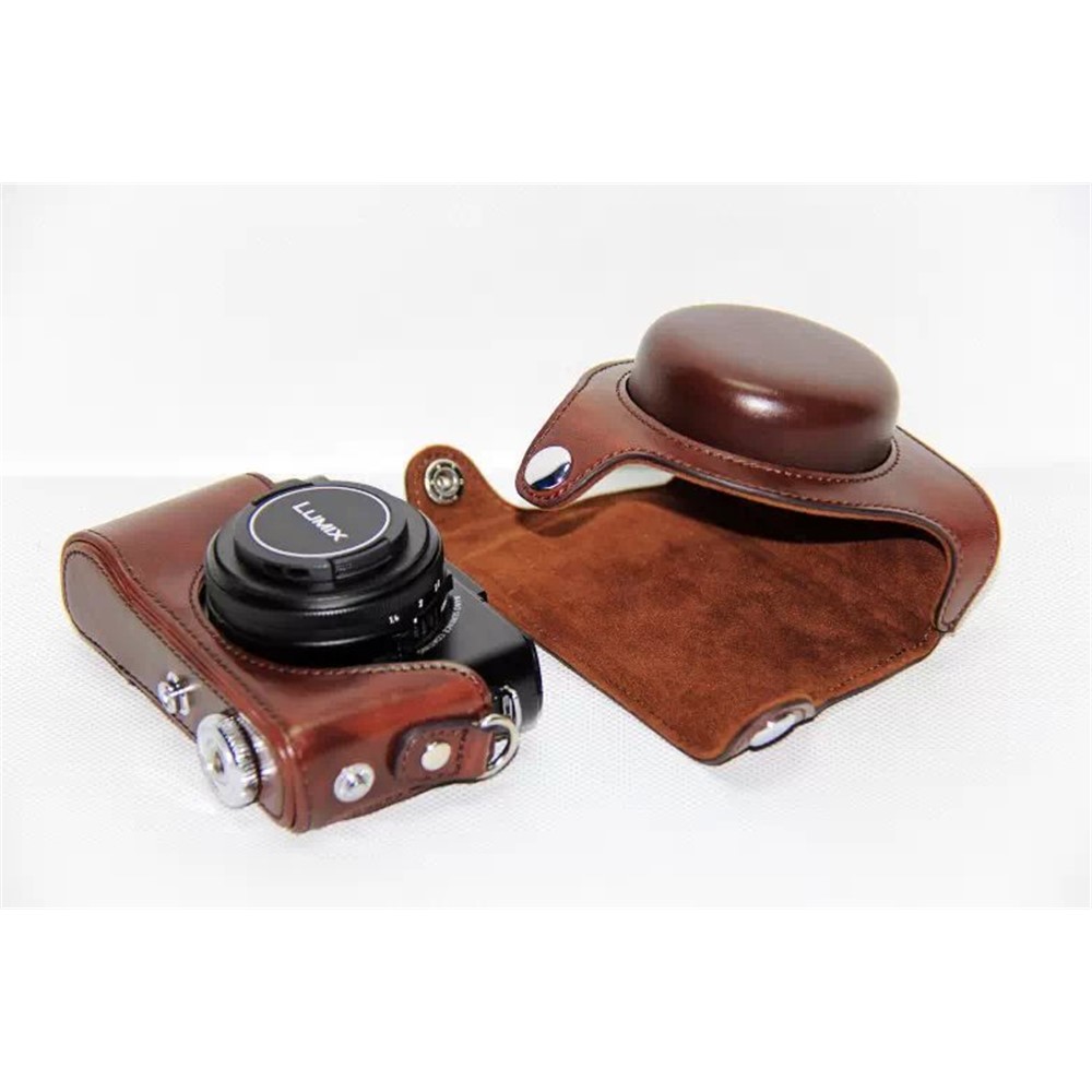 Protective PU Leather Camera Case with Shoulder Strap for Panasonic LX7 / LX5 / LX3 - Coffee-7