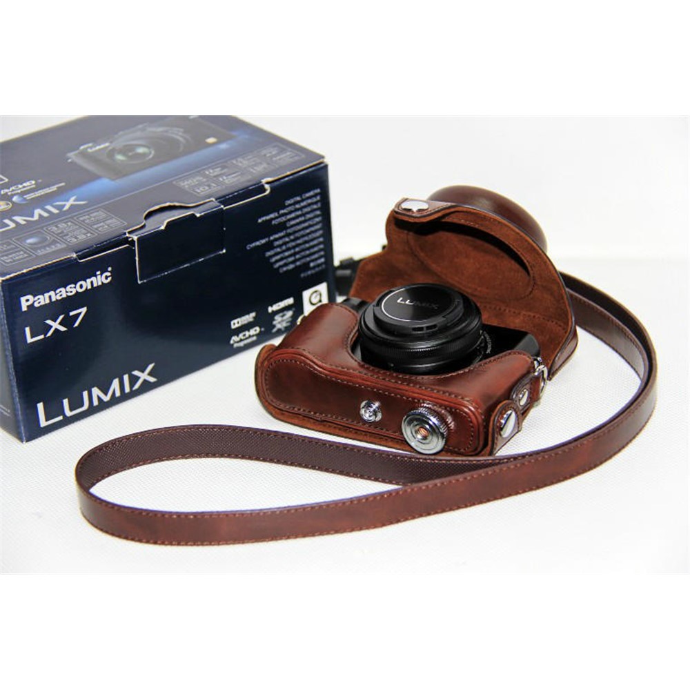 Protective PU Leather Camera Case with Shoulder Strap for Panasonic LX7 / LX5 / LX3 - Coffee-8