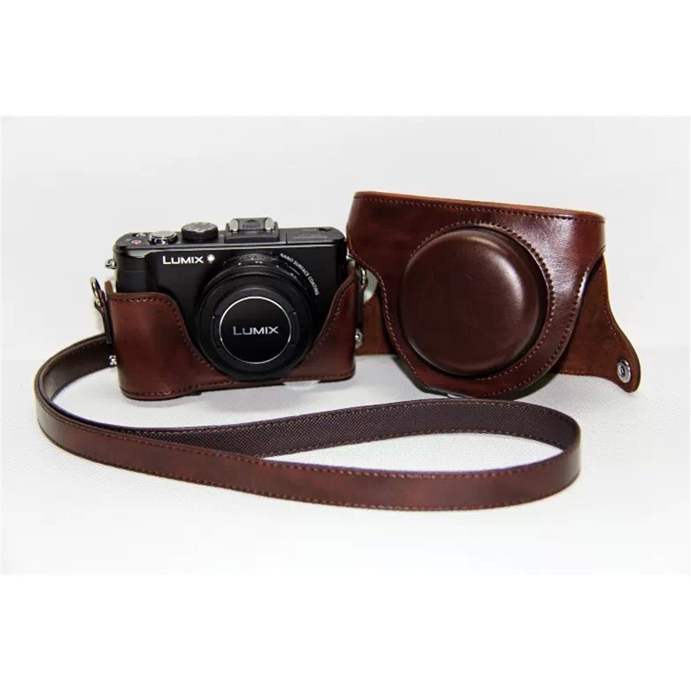 Protective PU Leather Camera Case with Shoulder Strap for Panasonic LX7 / LX5 / LX3 - Coffee-9