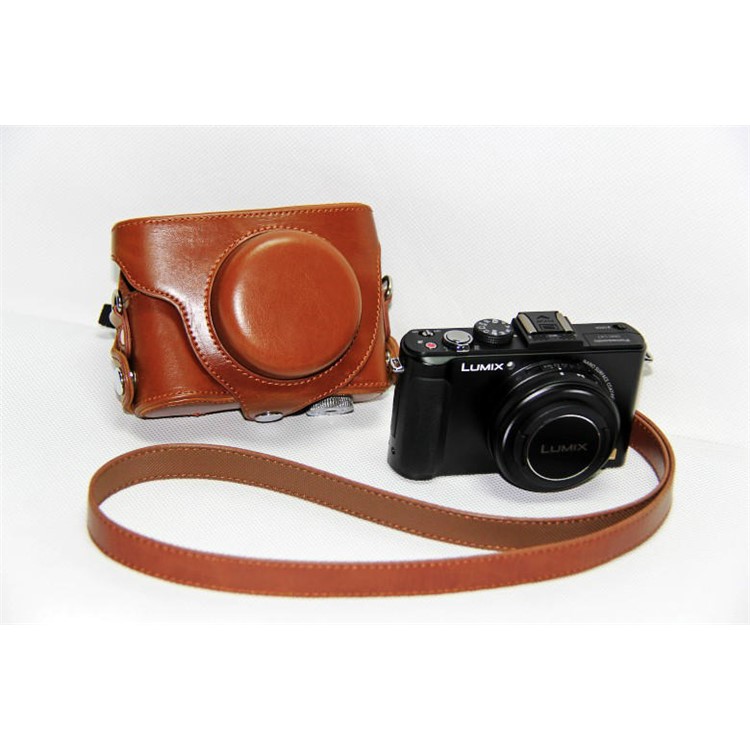 Protective Leather Camera Shell with Shoulder Strap for Panasonic LX7 / LX5 / LX3 - Brown-3