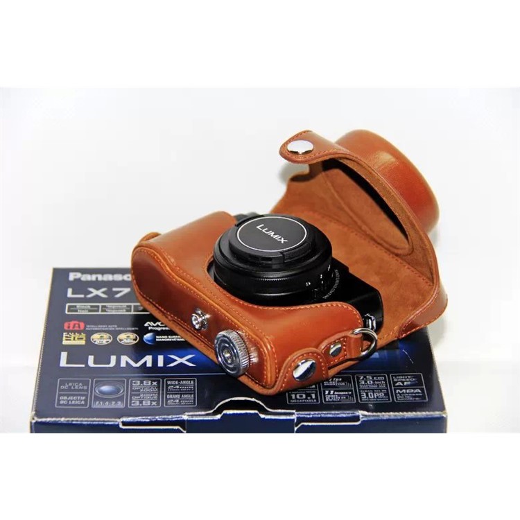 Protective Leather Camera Shell with Shoulder Strap for Panasonic LX7 / LX5 / LX3 - Brown-5