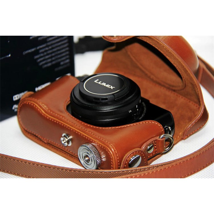 Protective Leather Camera Shell with Shoulder Strap for Panasonic LX7 / LX5 / LX3 - Brown-7